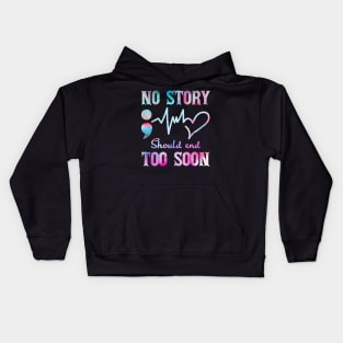 No Story Should End Too Soon Heartbeat Semicolon Kids Hoodie